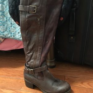 Brown heeled boots barley worn